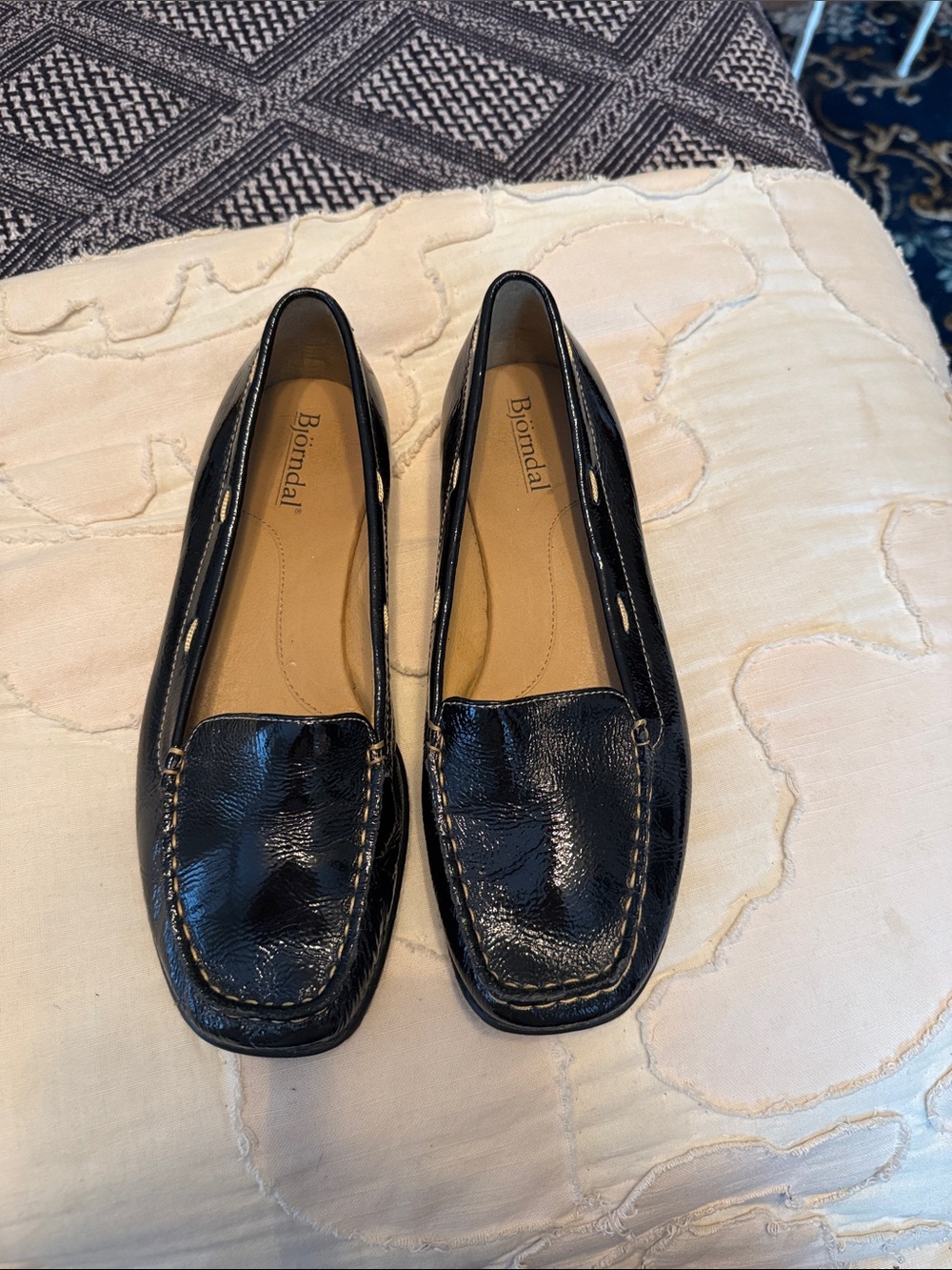 Bjorndal Blythe Black Patent Leather Square-Toe Loafers-worn about 3 times